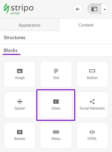 Video Block in Stripo