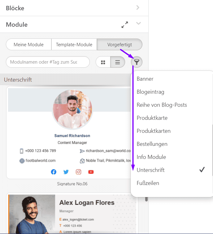 E-Mail Signatur Module Stripo