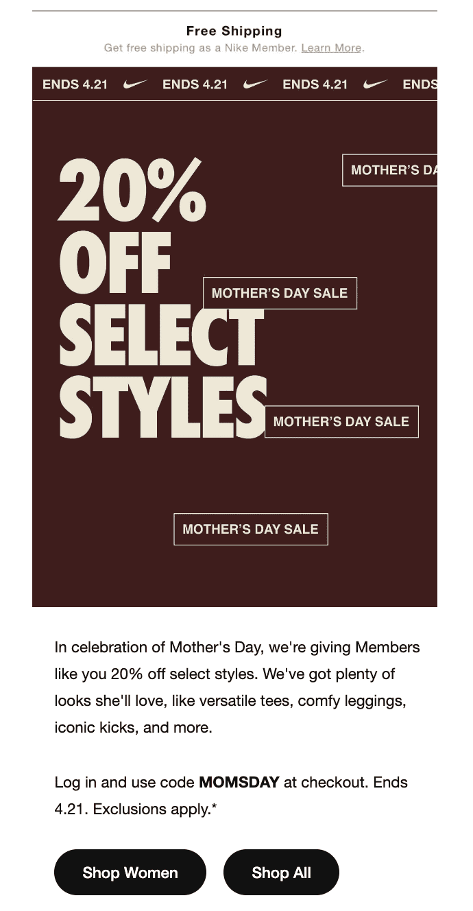 Catchy email example for Mother’s Day Catchy email example for Mother’s Day