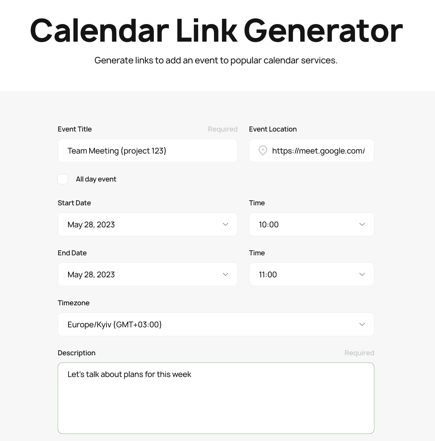 Sample email with personal calendar Sample email with personal calendar