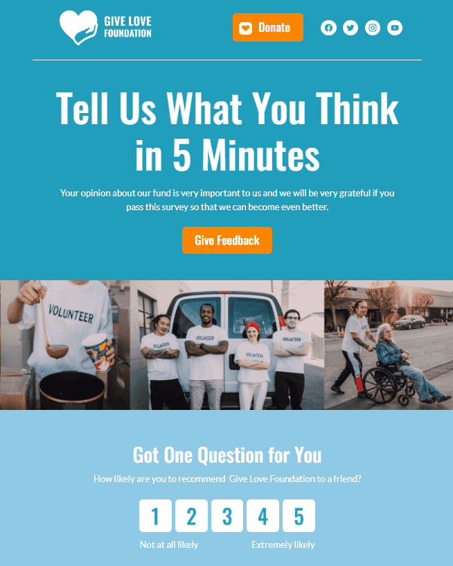 Survey Invitation Email for Charity Organizations