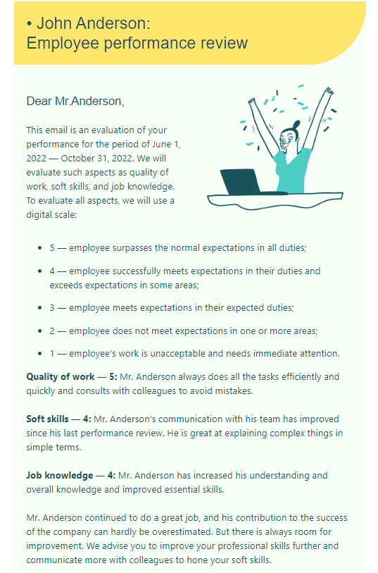 Performance review email template Performance review email template