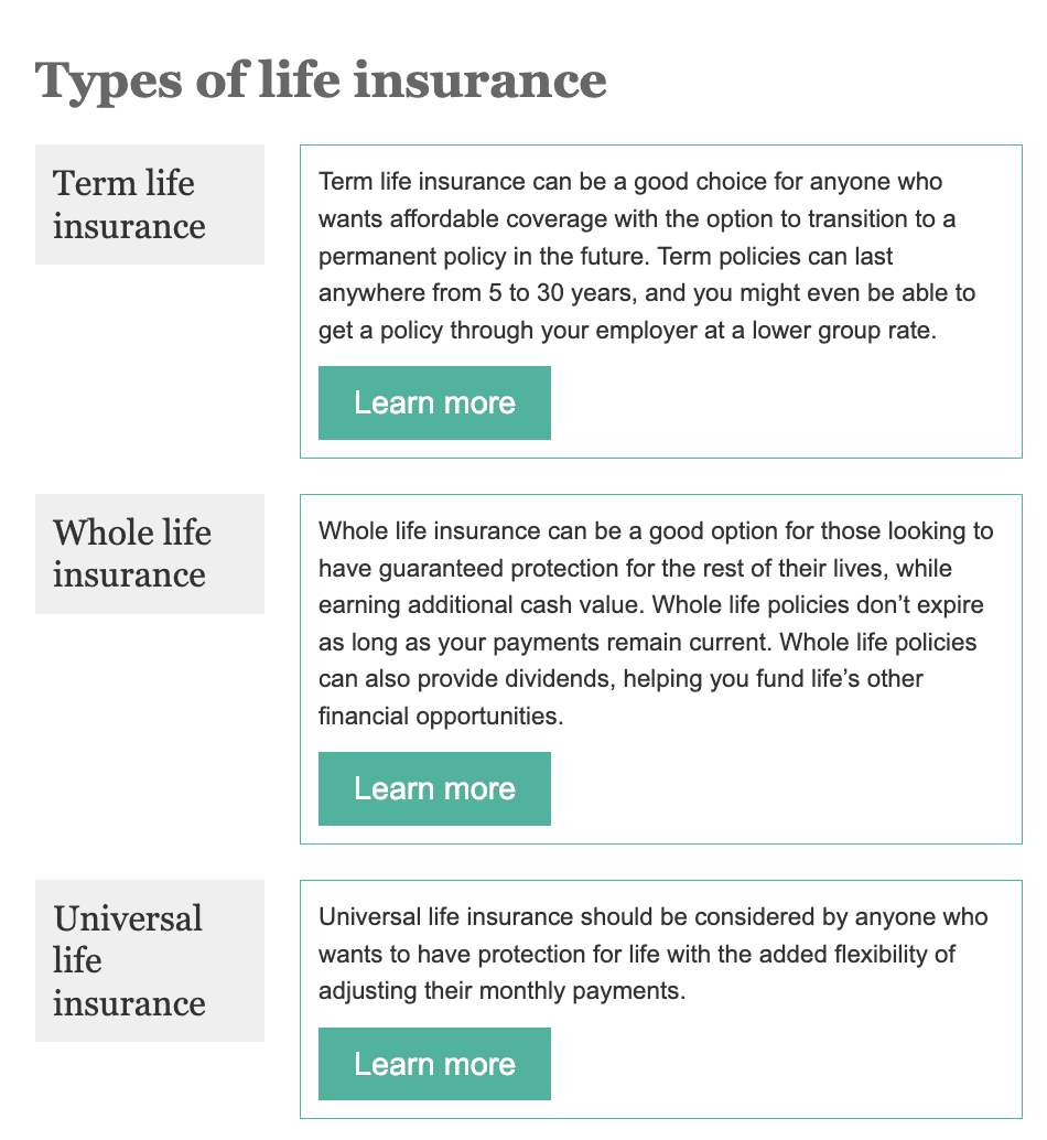 Client email about types of life insurance policy Client email about types of life insurance policy