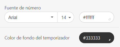 Configuración de colores para temporizadores _ Fuente y fondo Configuración de colores para temporizadores _ Fuente y fondo