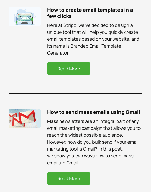 This is the email with the copy written by a human