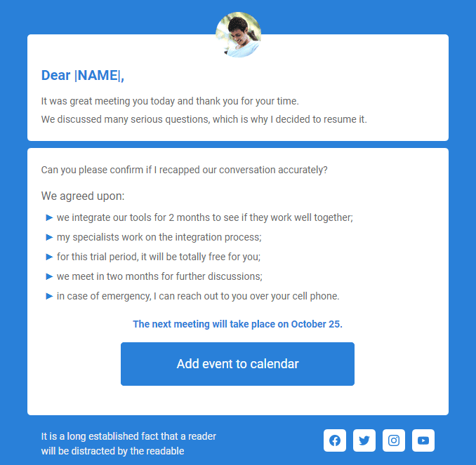 Benefit from follow-up emails
