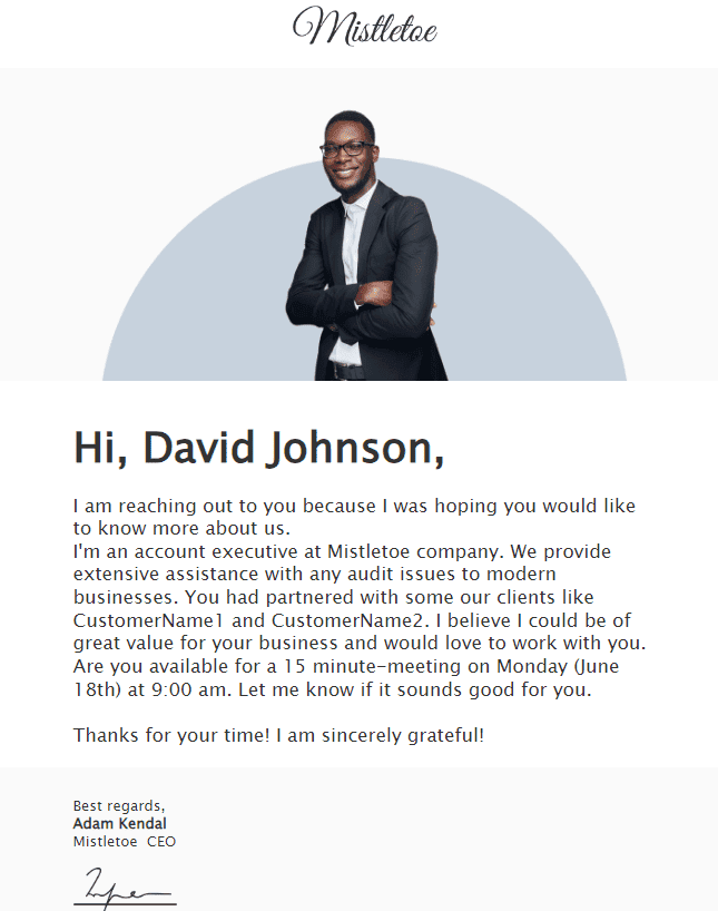 Brand collab email template example