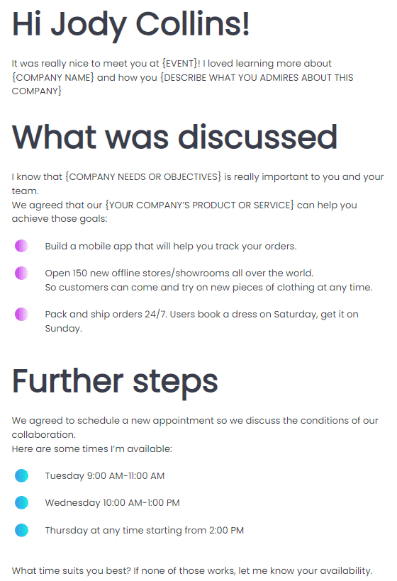 Benefit from follow-up collaboration emails