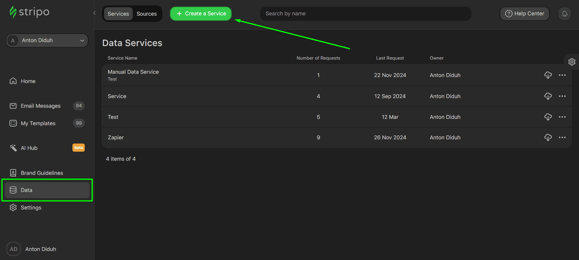 Creating data service Creating data service