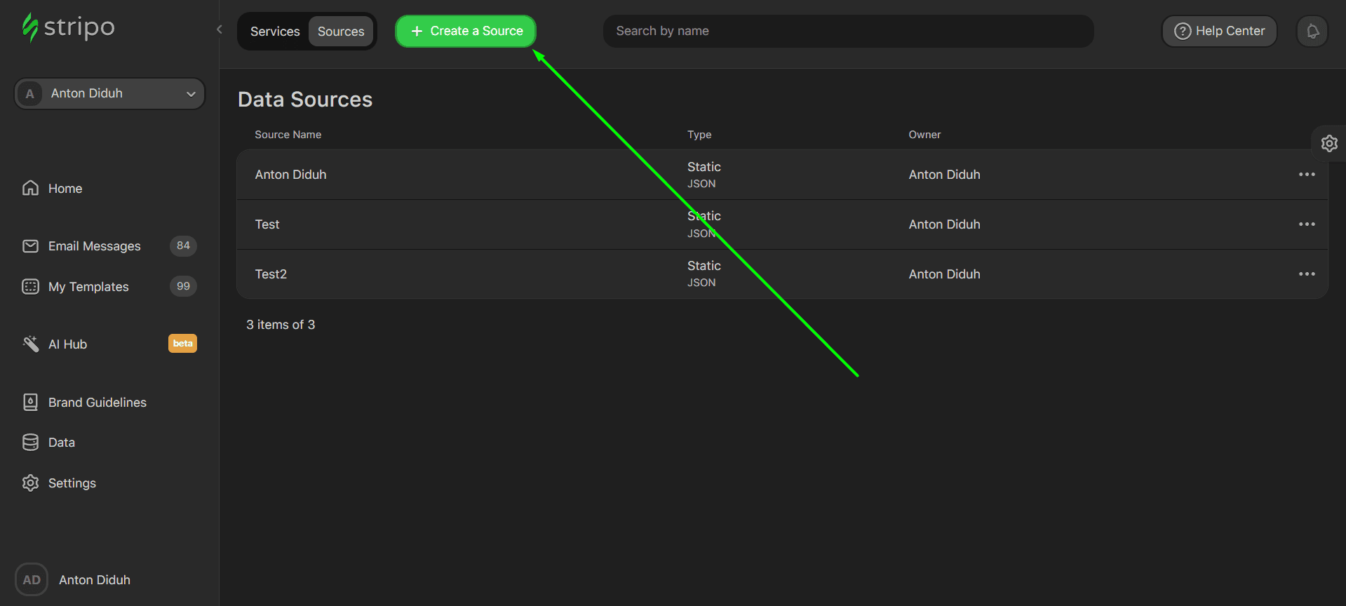 Creating data source Creating data source