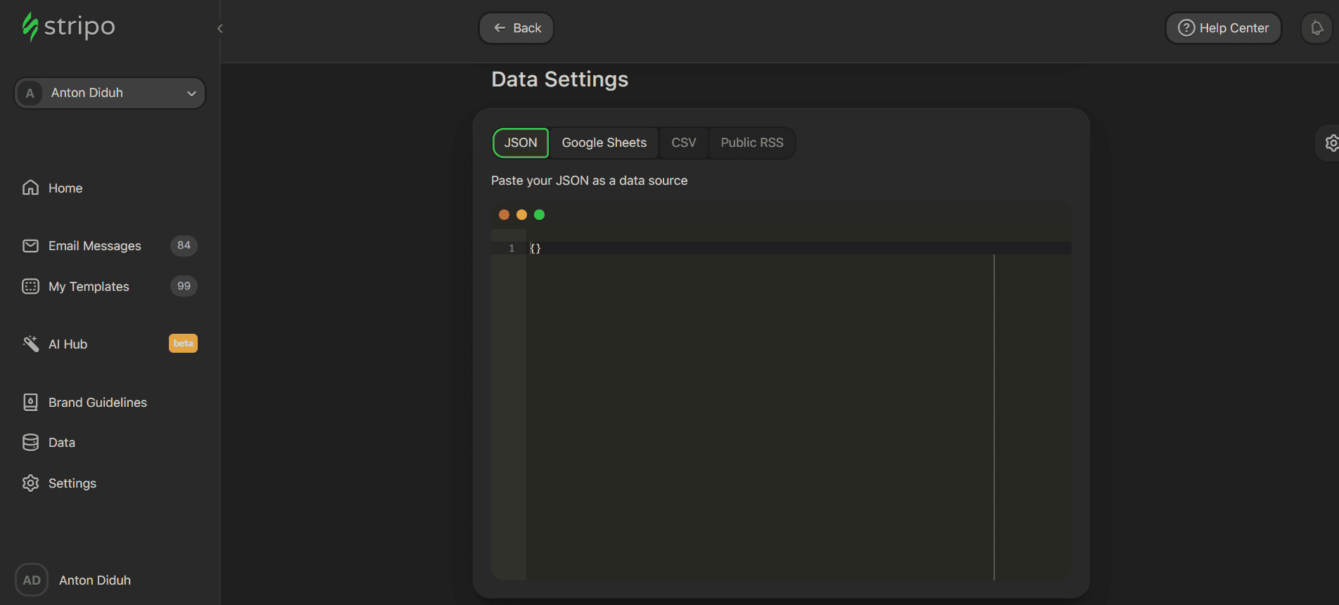 Where to paste game JSON Where to paste game JSON