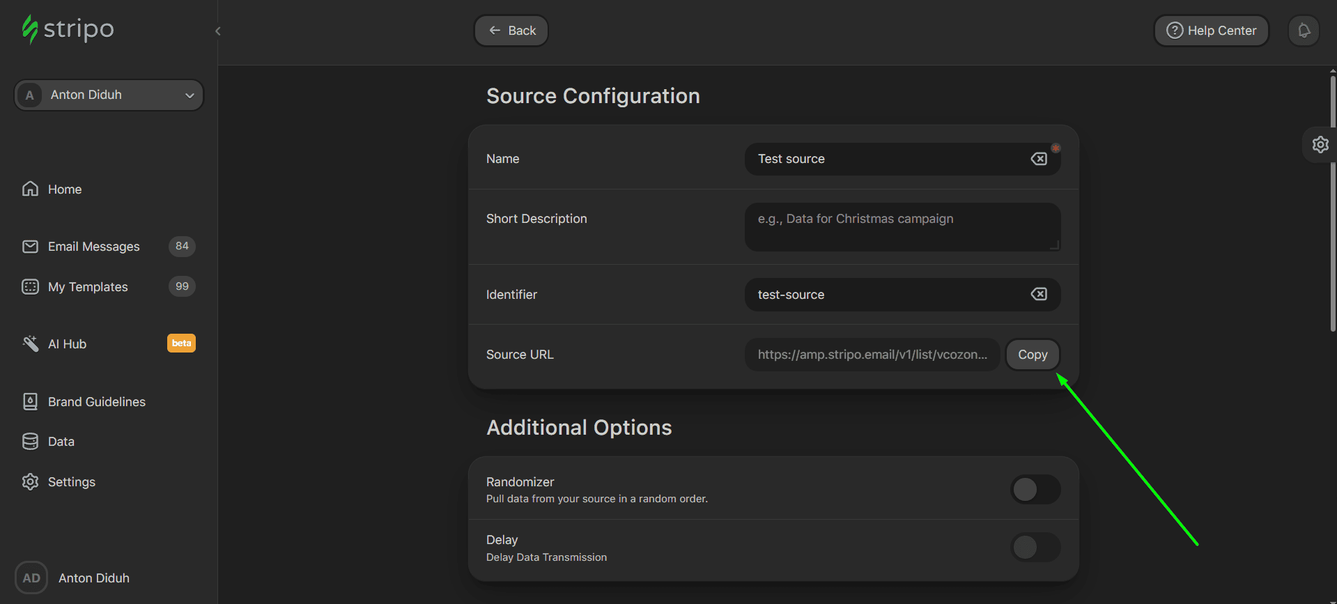 Copying data source link Copying data source link