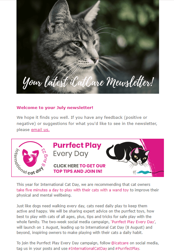 Use emails to inspire cat owners Use emails to inspire cat owners