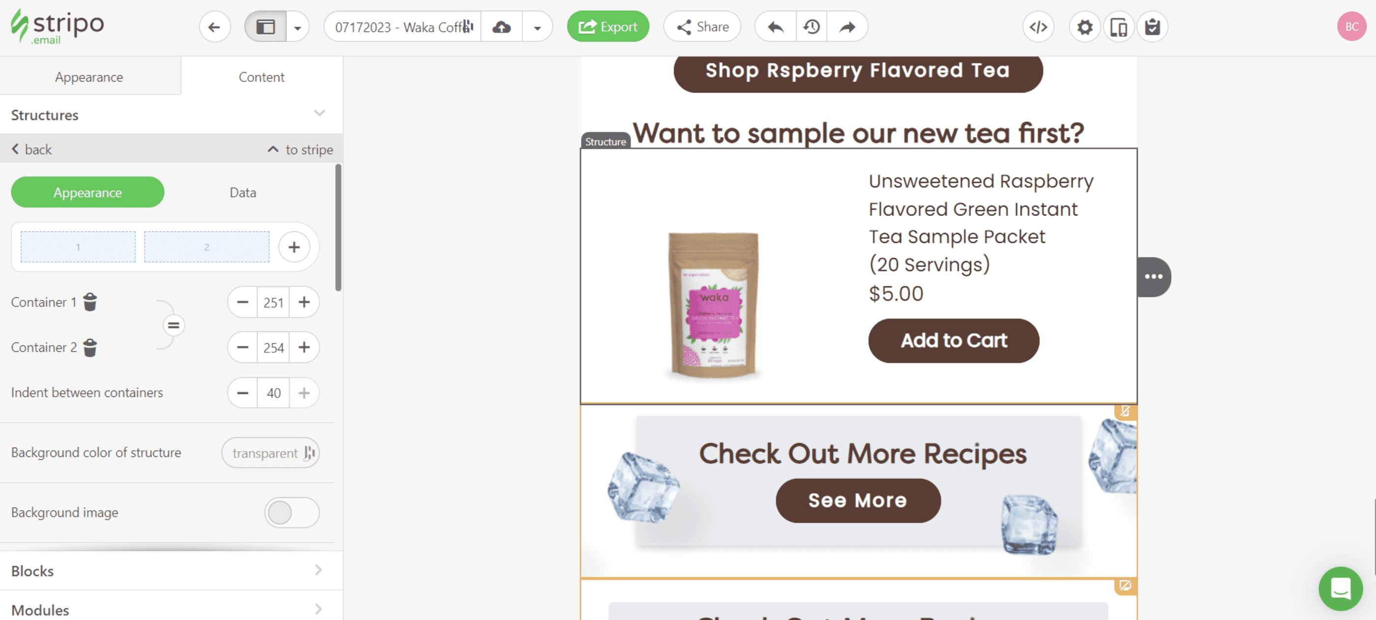 Different custom container sizes
