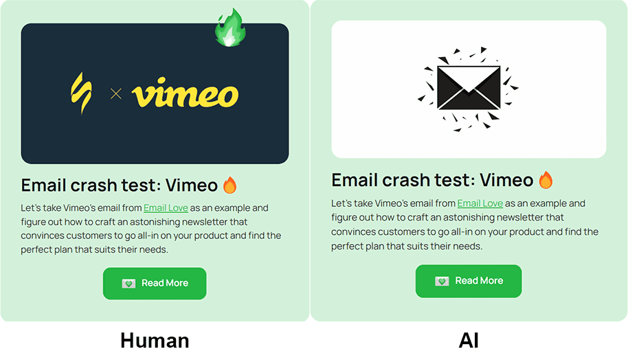 Email crash test design vs AI