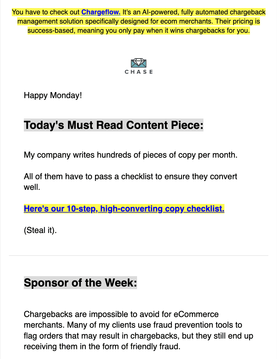 Example of email with referral link Example of email with referral link