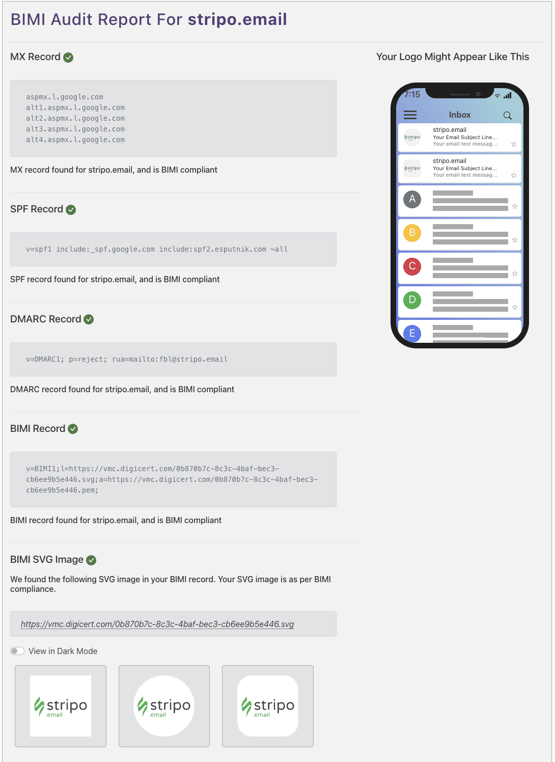 Example of BIMI audit report Example of BIMI audit report