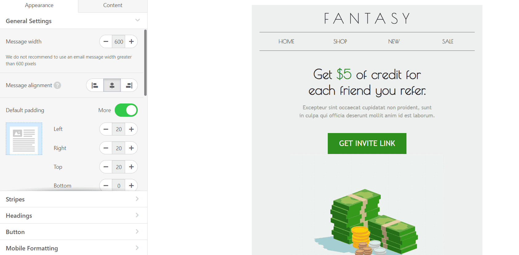 Stripo editor for referral emails Stripo editor for referral emails
