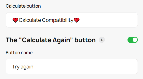 Додавання текстів для кнопок у грі «Сумісність імен» Додавання текстів для кнопок у грі «Сумісність імен»