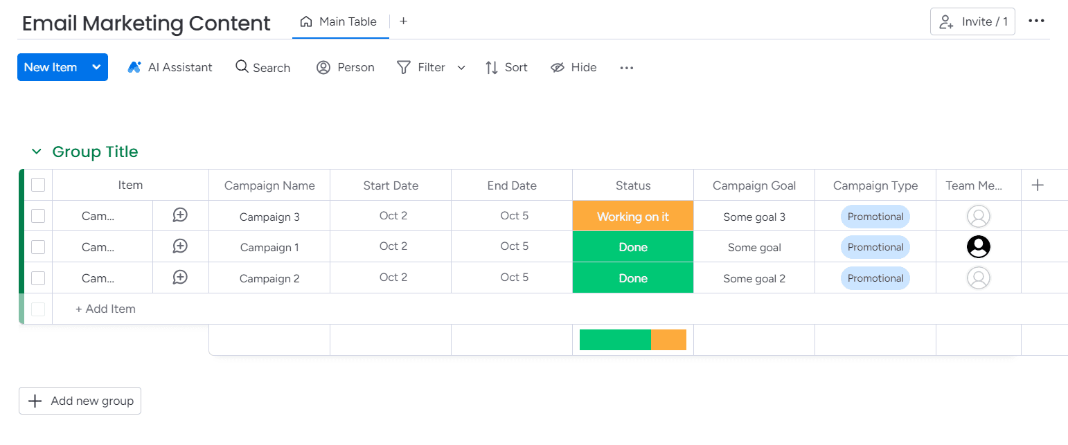 Приклад дошки Monday