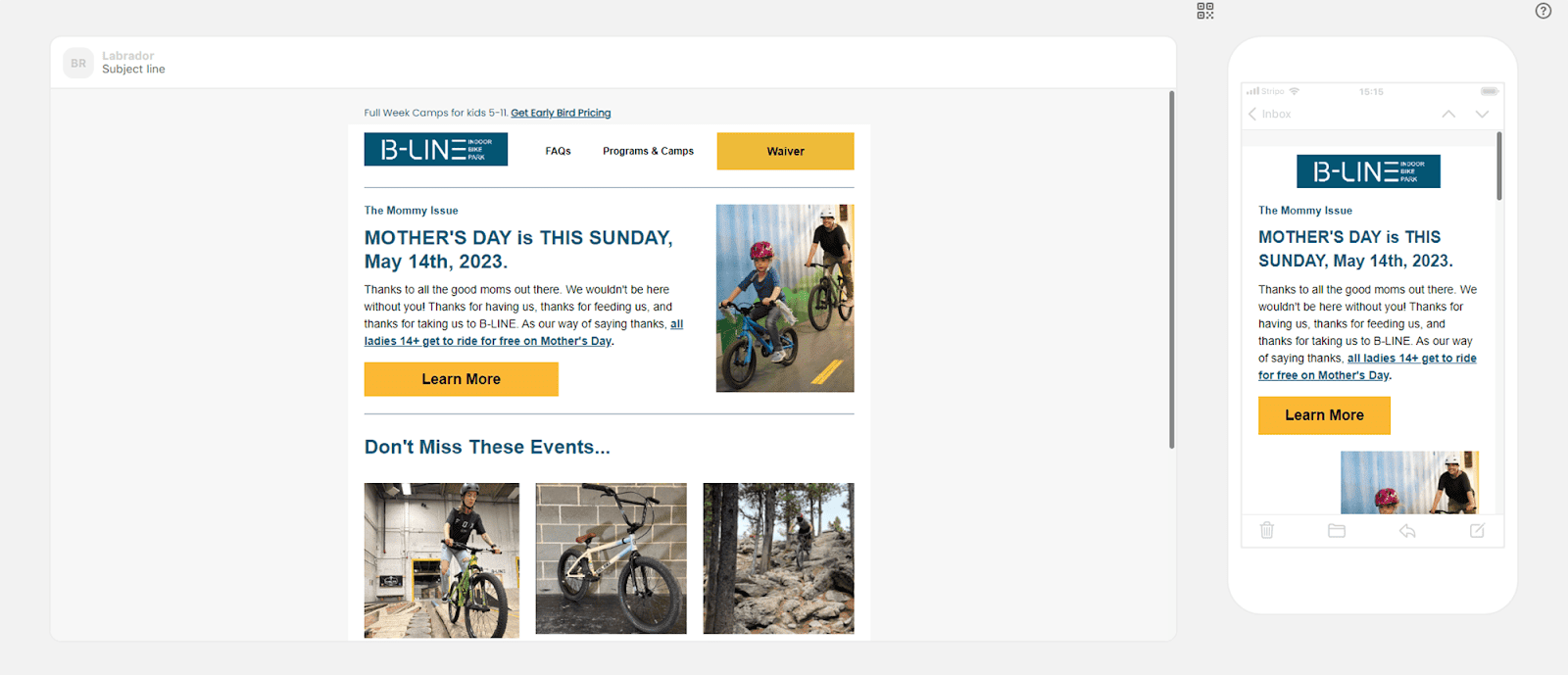 Examples of desktop and mobile email templates Examples of desktop and mobile email templates