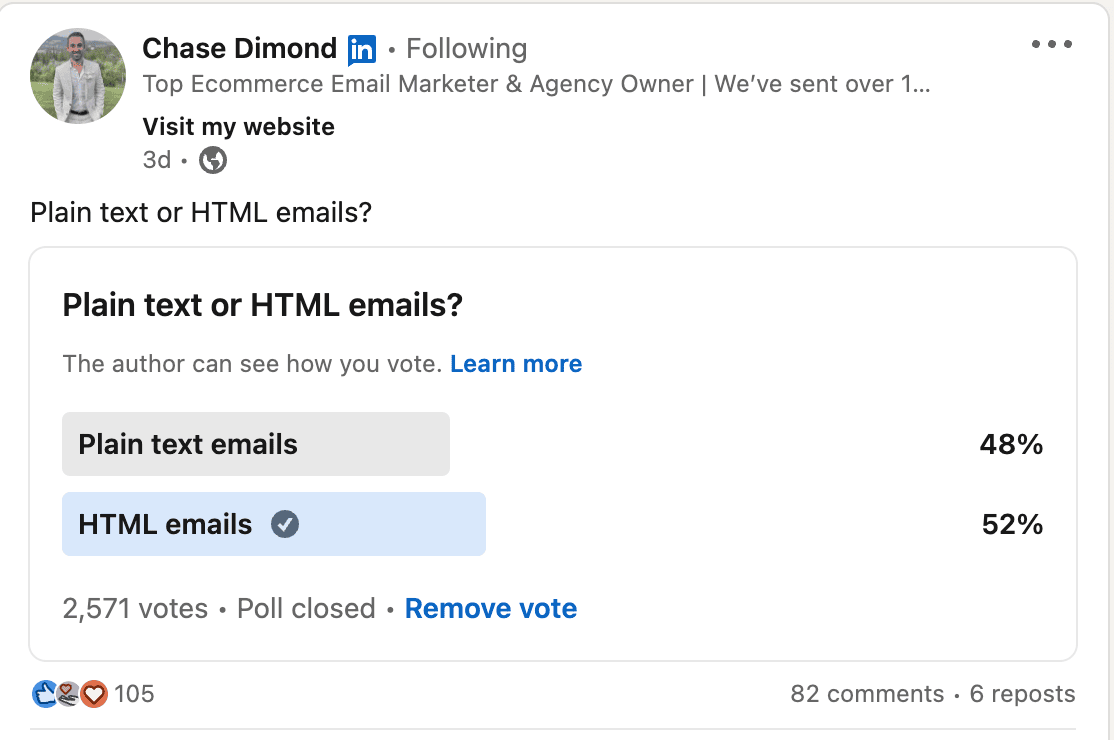 Survey about email types Survey about email types