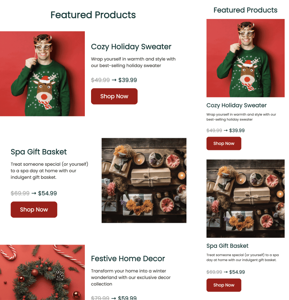 Приклад десктопної та мобільної версій шаблону листа