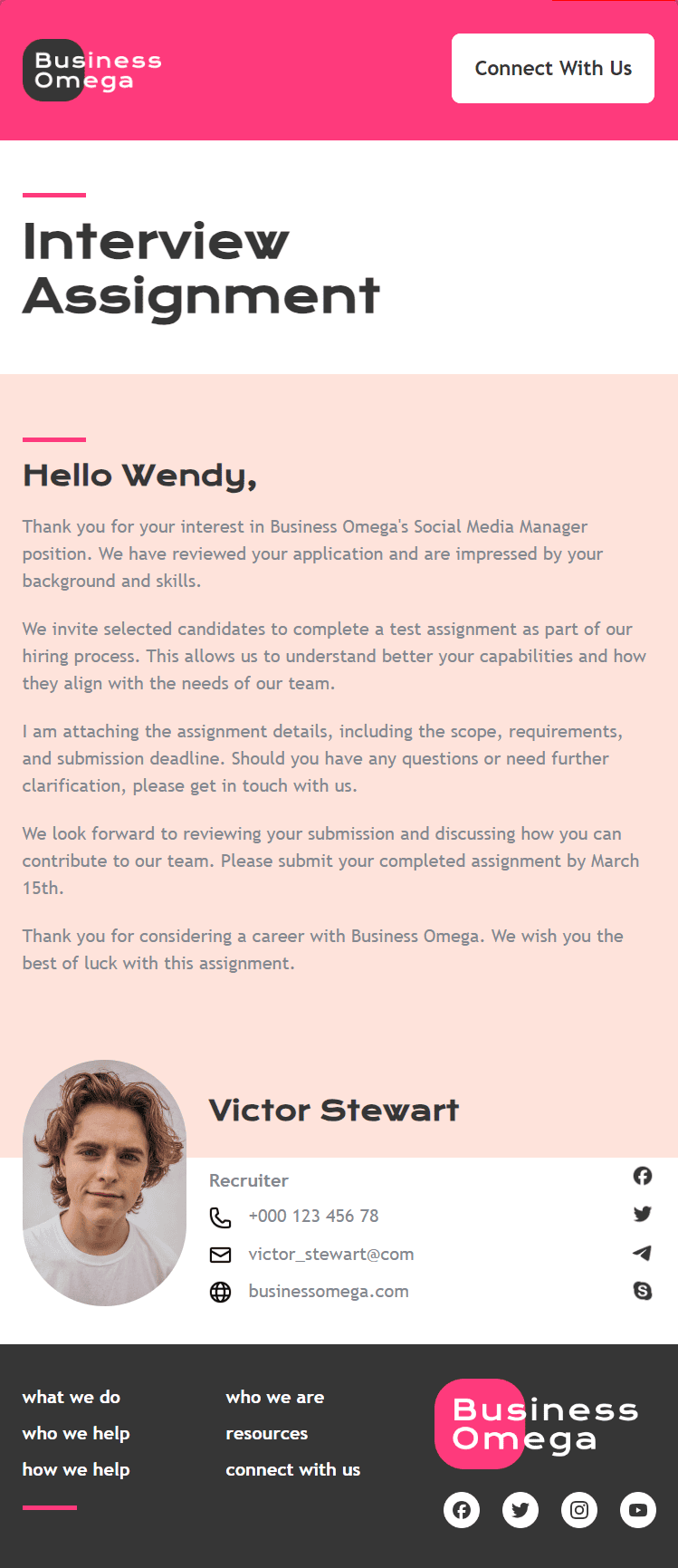 Test assignment before the interview