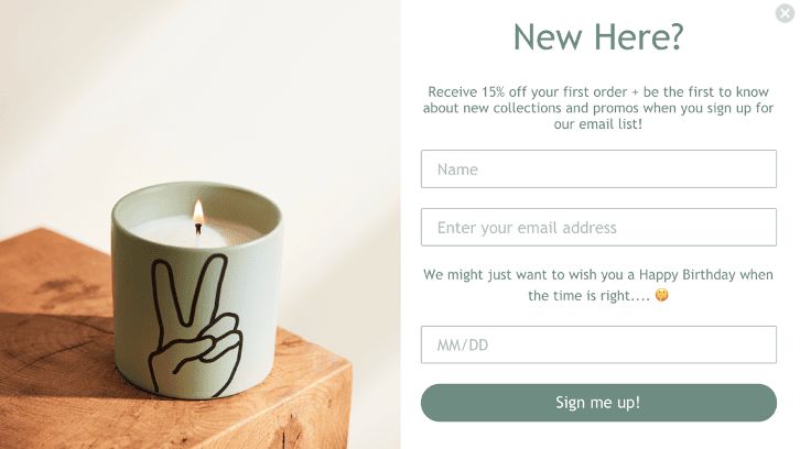 Email popups for growing your contact base _ Paddywax