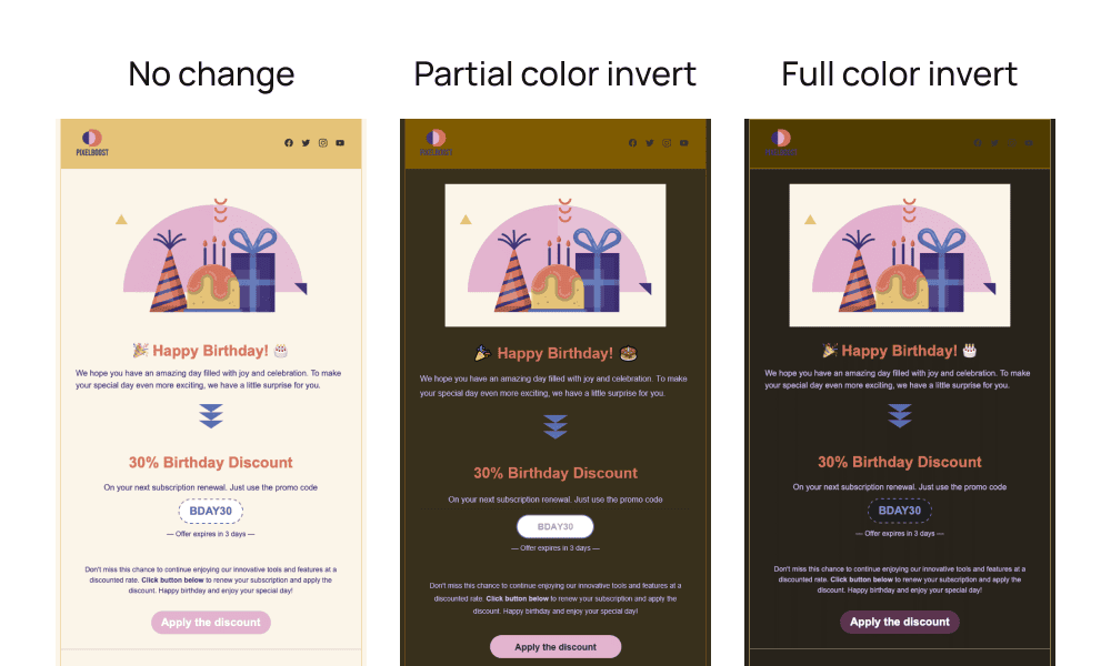 Приклади листів у темному режимі 