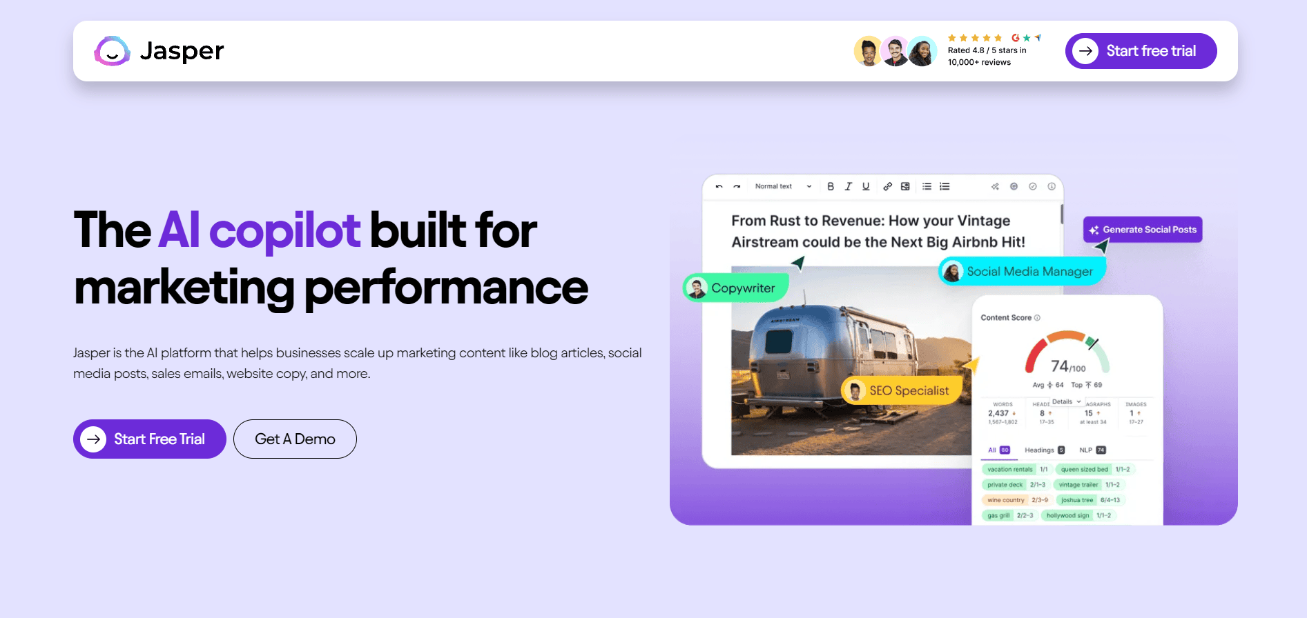 Jasper AI email writing assistant