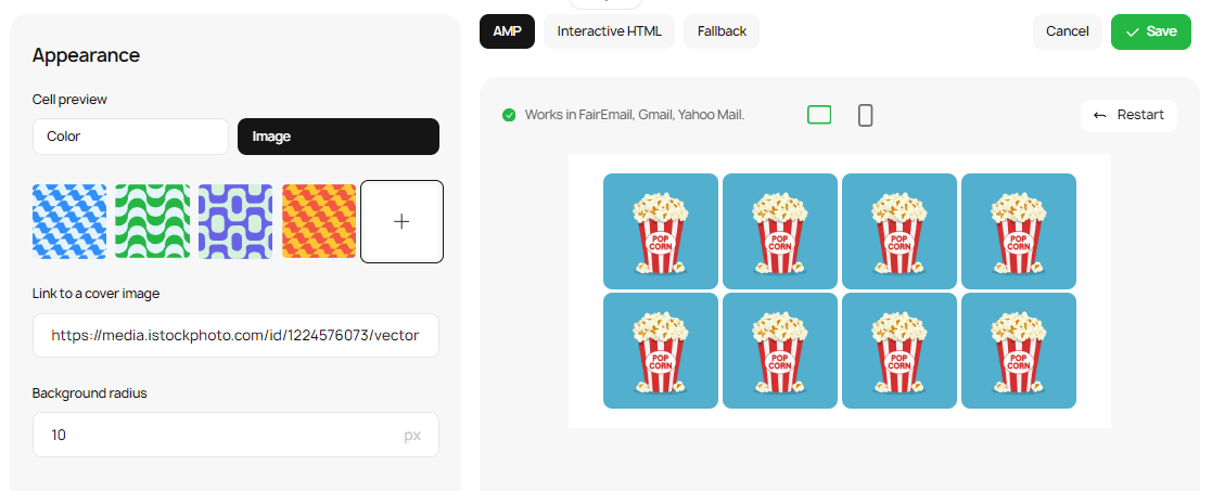 Cell Preview Image Options Cell Preview Image Options
