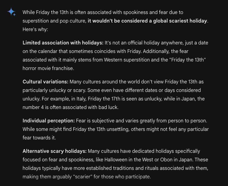 Asking the same question in Google&rsquo;s Gemini