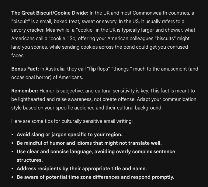 Gemini about linguistic and cultural differences between English-speaking countries
