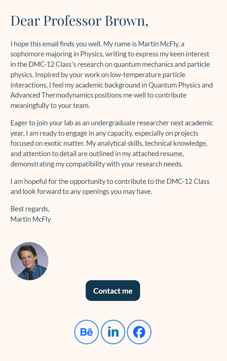 Лист до професора з проханням записатися на курс