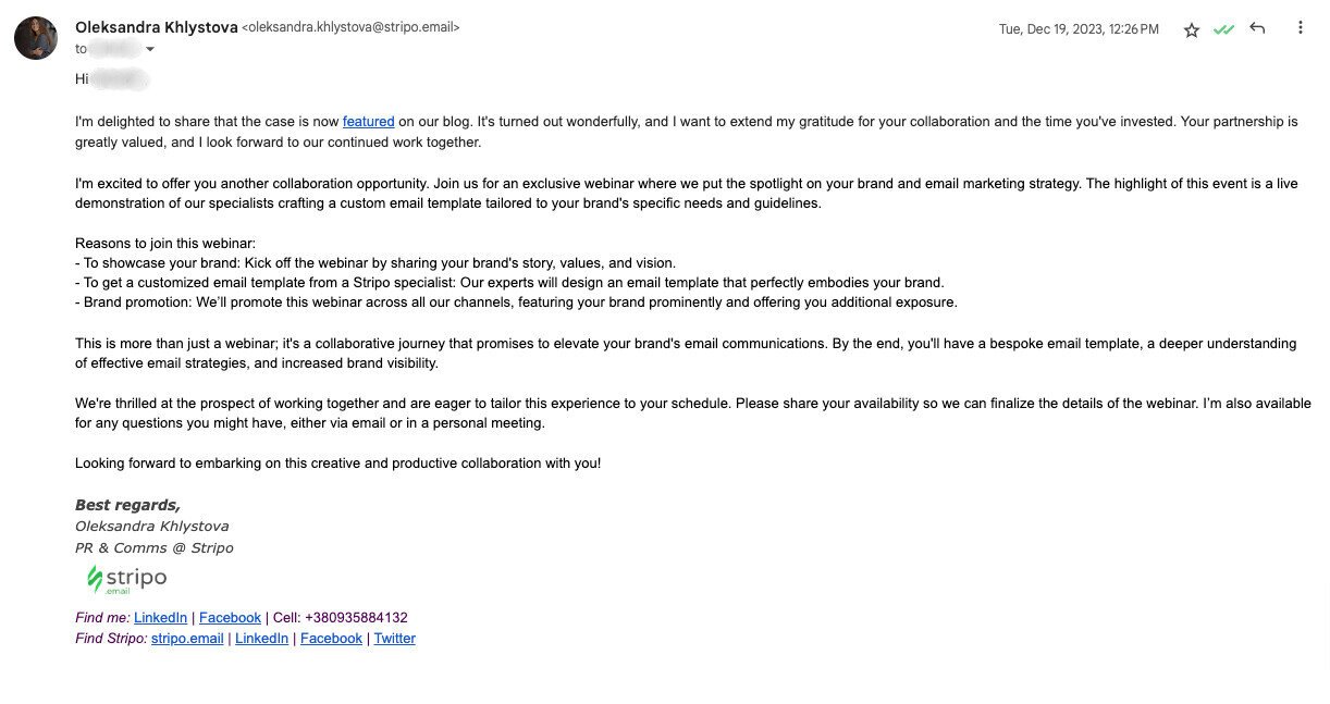 Business Opportunities Email Example