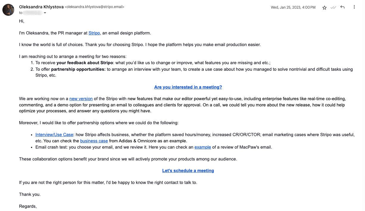 Example of Business Opportunities Email