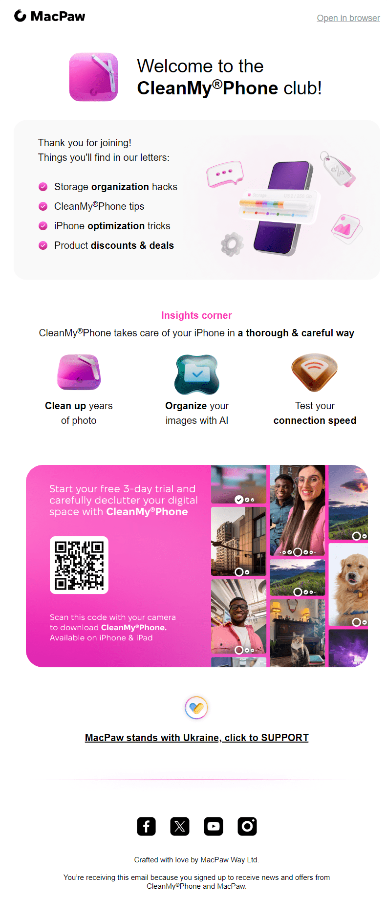 email di benvenuto da MacPaw