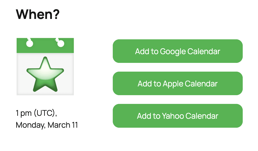 “ blocco “aggiungi al calendario” con la data dell'evento in un nuovo design
