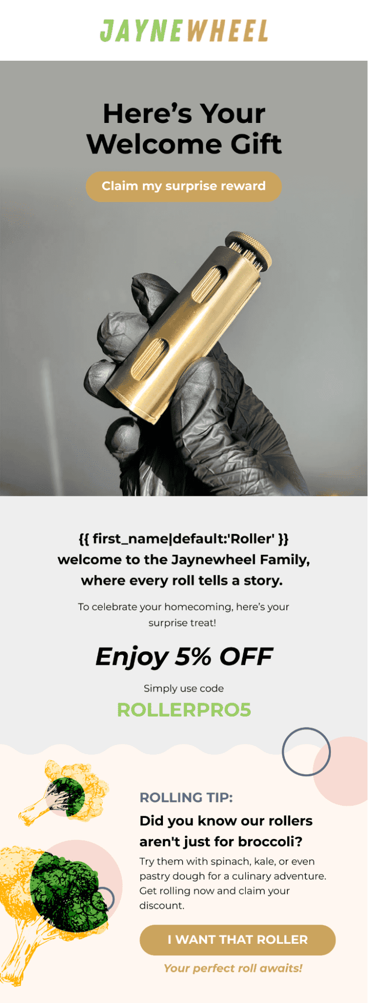 un'email con un codice promozionale