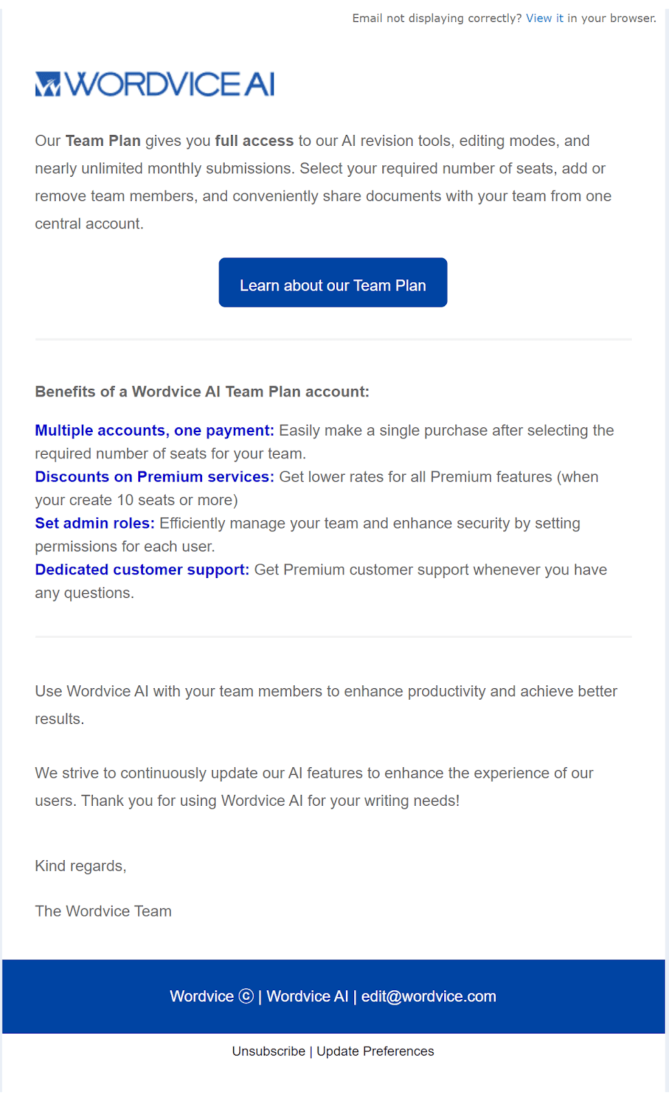 Email example to tell more about your product