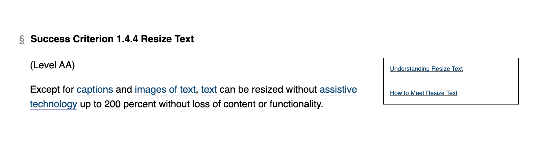 Success criterion 1.4.4 resize text Success criterion 1.4.4 resize text