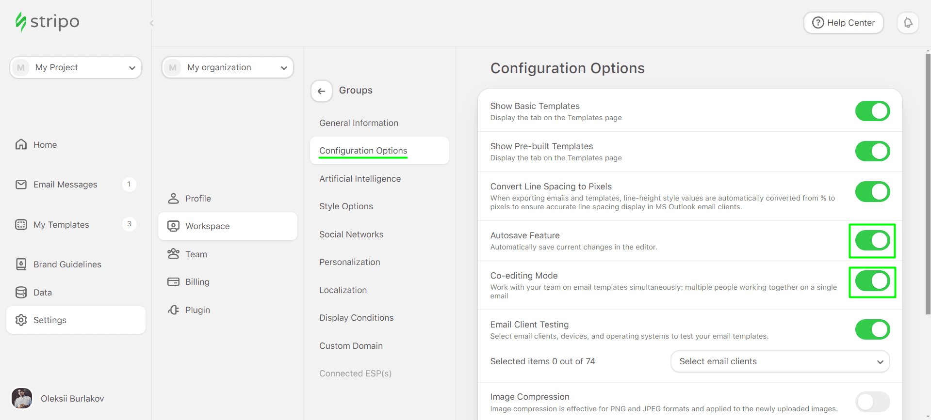 Configuration option for Autosave and Co-edit Configuration option for Autosave and Co-edit