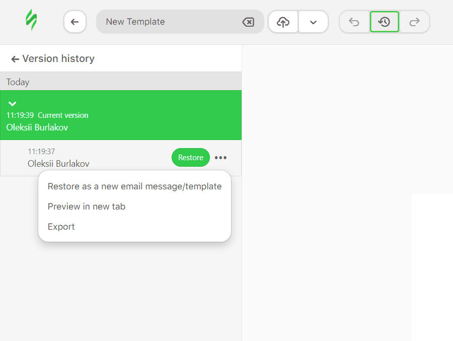 Old version settings in Version History Old version settings in Version History