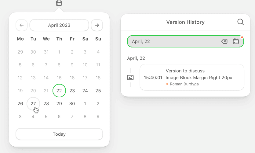 Version History calendar Version History calendar