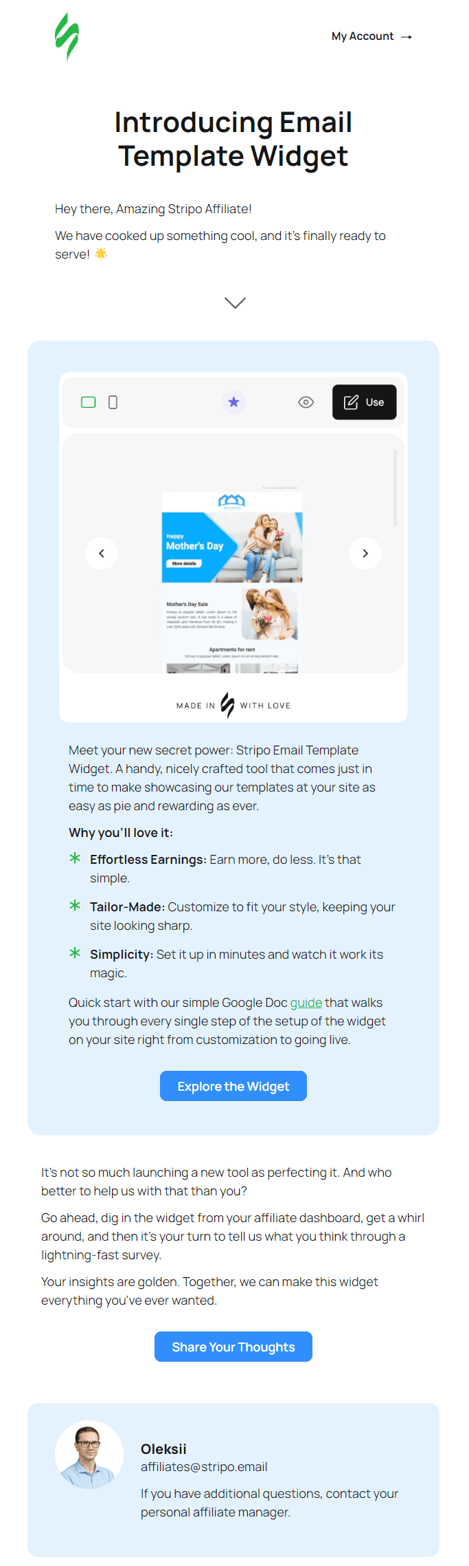 Eine E-Mail mit Neuigkeiten für Stripo-Affiliates _ Empfehlungs-E-Mail-Marketing Eine E-Mail mit Neuigkeiten für Stripo-Affiliates _ Empfehlungs-E-Mail-Marketing