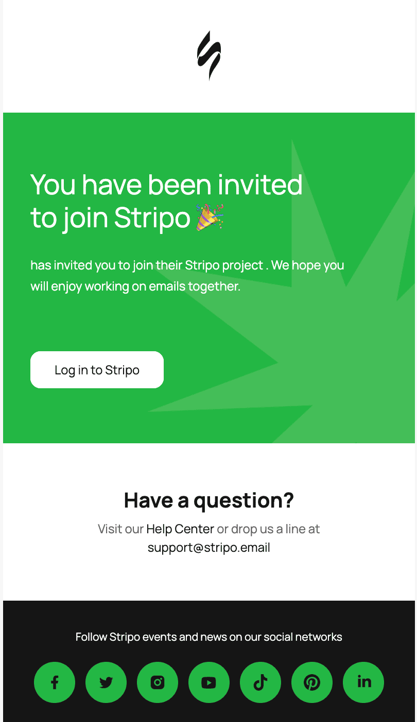 Example of a trigger email about an invitation to the service Example of a trigger email about an invitation to the service