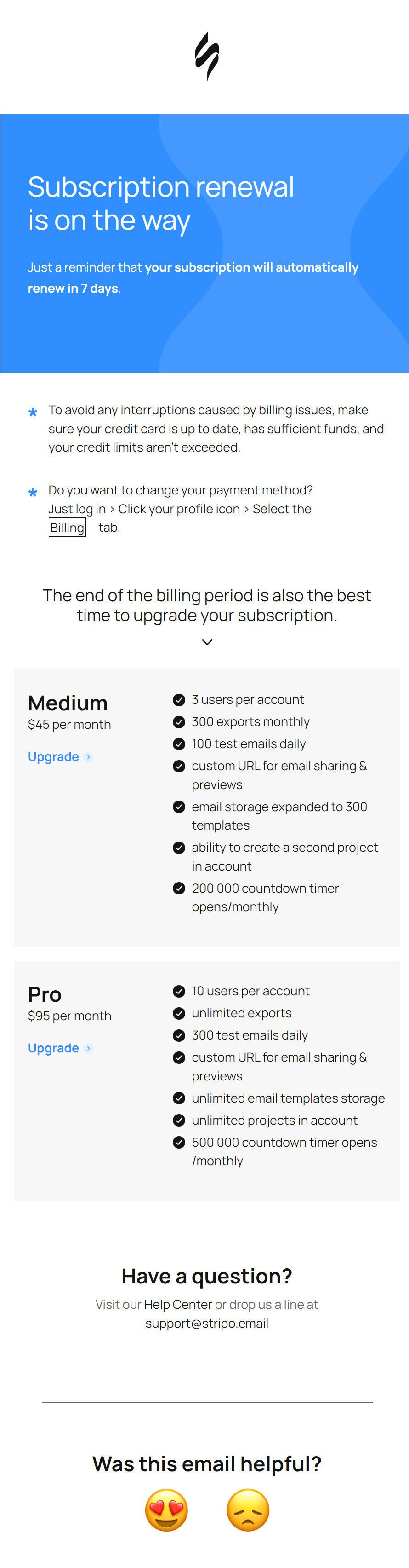 Beispiel für eine automatisierte E-Mail zur Verlängerung des Abonnements Beispiel für eine automatisierte E-Mail zur Verlängerung des Abonnements