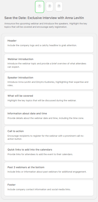 AI assistant email structure