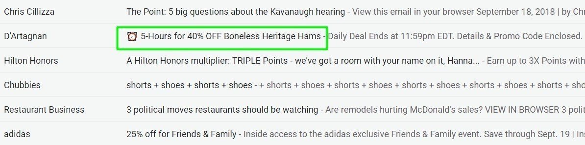 Riga dell'oggetto del conto alla rovescia di Stripo Riga dell'oggetto del conto alla rovescia di Stripo